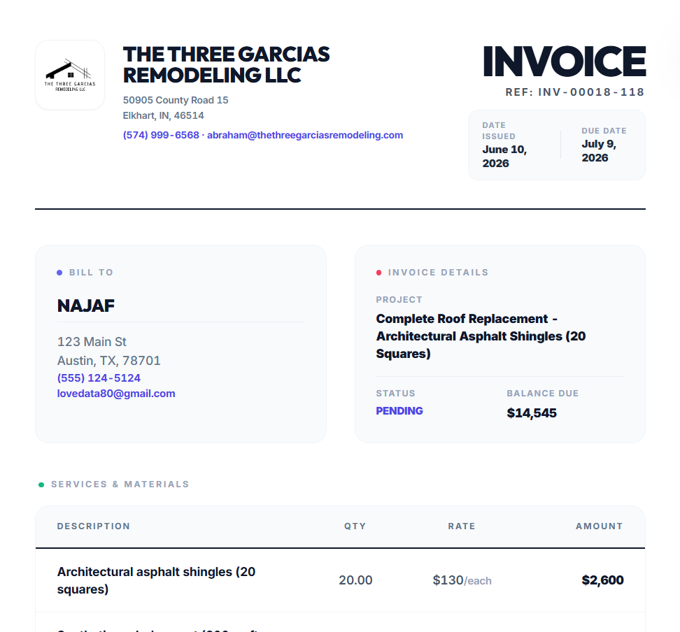 Invoice mockup in Brixor